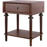 Romilda Nightstand Side Table in Walnut Brown Finish Wood